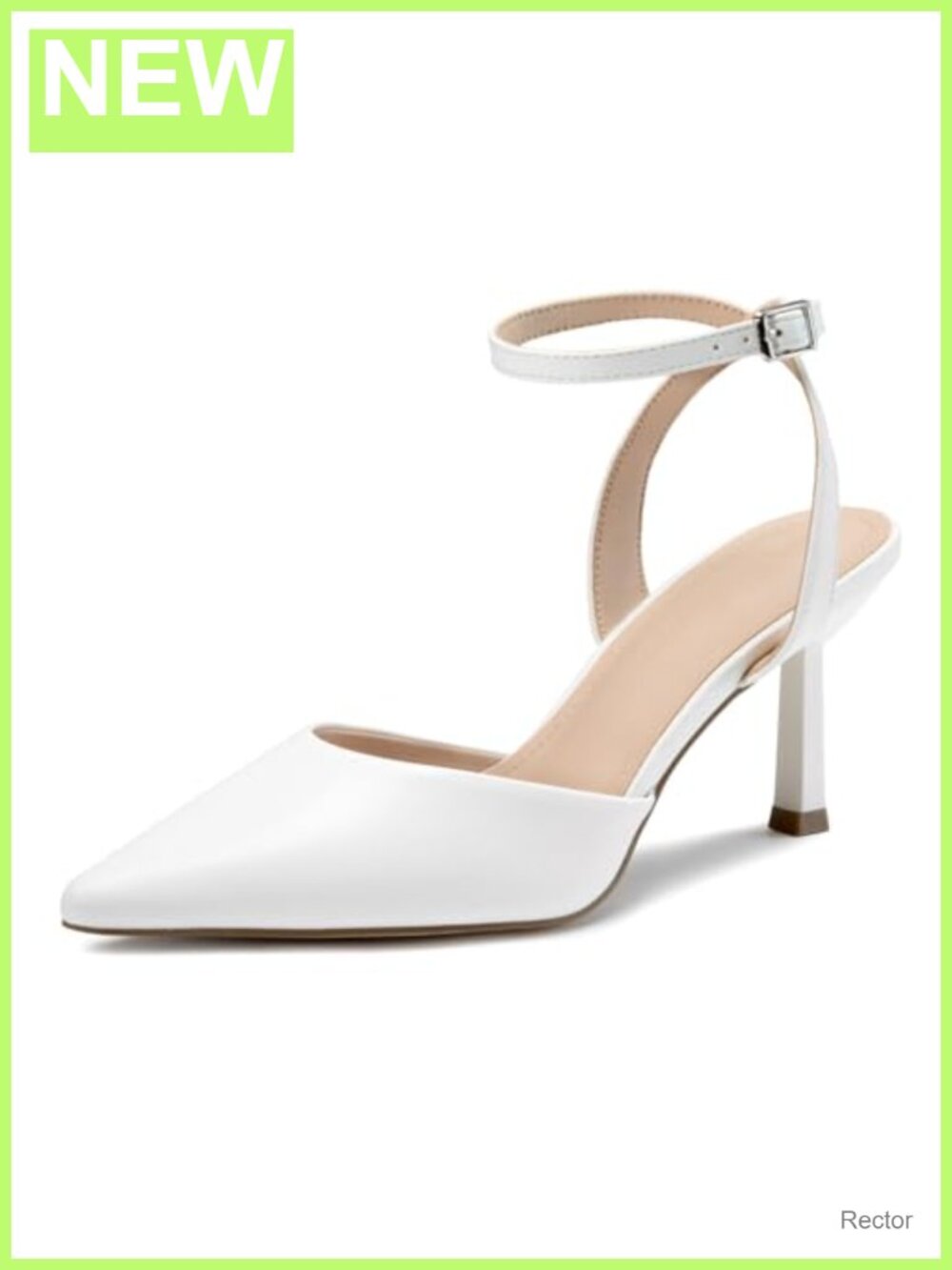 Women's Closed Toe Pumps High Heels Stiletto Ankle Strap Buckle Faux Leather 3